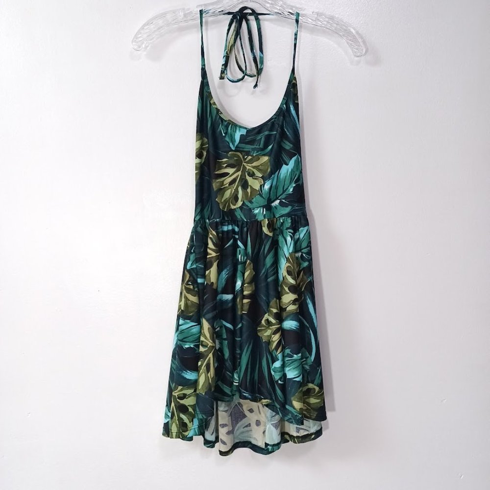American Apparel Jungle Leaves Skater Dress Made in USA in Green Size M